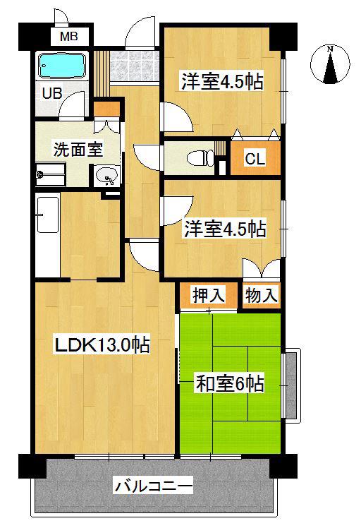 サンバレー第3ビル(3LDK/1階)の間取り写真