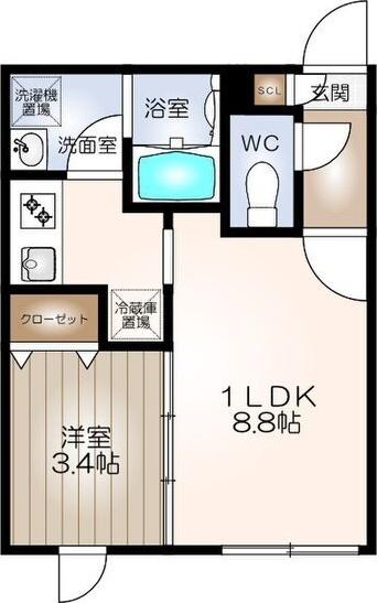 QUADOR名古屋駅(1LDK/2階)の間取り写真
