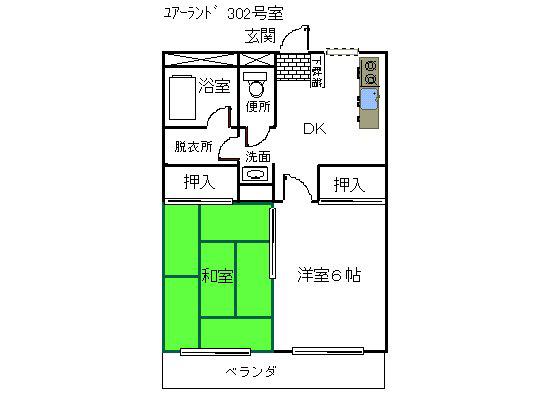 ユアーランド(2DK/3階)の間取り写真