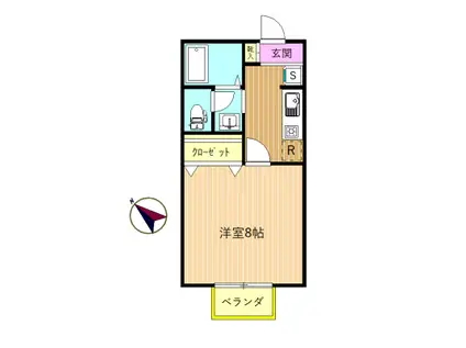 フローリーコート(1K/2階)の間取り写真