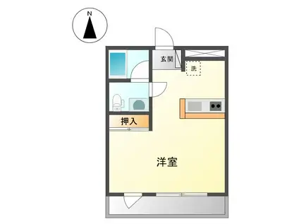 エンゼルハイツ(ワンルーム/2階)の間取り写真