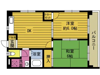 ソレイユ中島(2DK/1階)の間取り写真