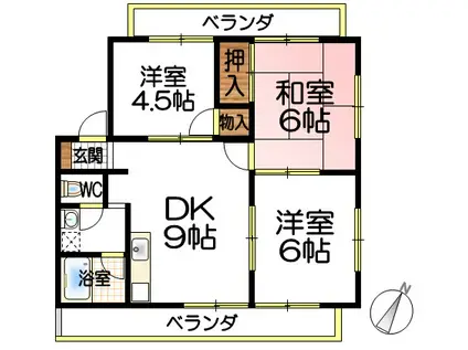 フジパレスマンション(3DK/3階)の間取り写真