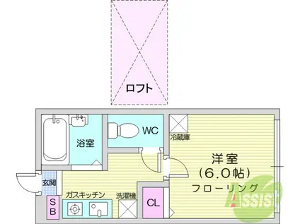 ロフティイーグル(1K/2階)の間取り写真