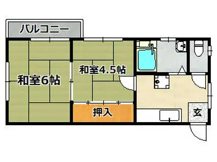 福家マンション(2DK/4階)の間取り写真