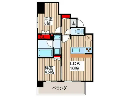 ザ・パーククロス錦糸町レジデンス(2LDK/3階)の間取り写真