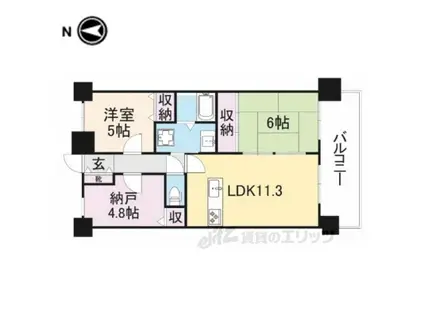ネオシティ大和高田A棟(3LDK/4階)の間取り写真