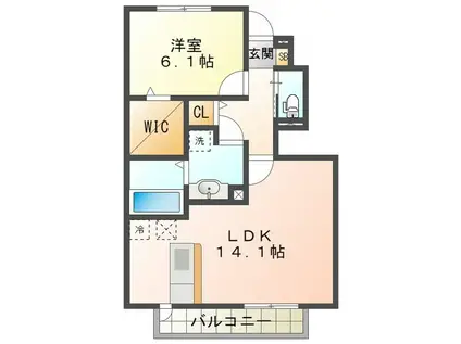 D-ROOM日永西(1LDK/1階)の間取り写真