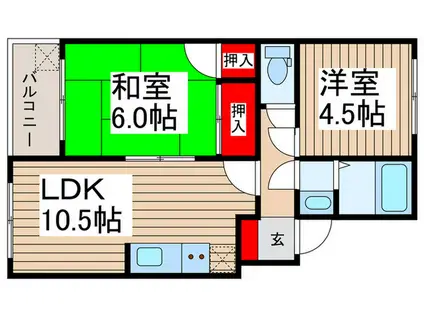クラウンズマンション(2LDK/2階)の間取り写真