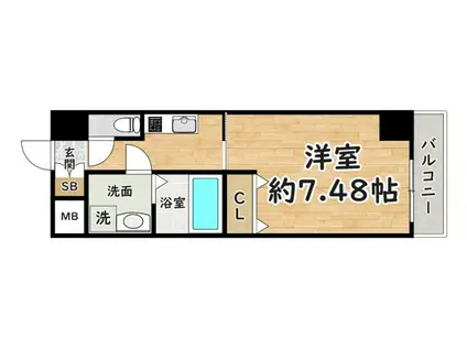 CROUD尼崎(1K/2階)の間取り写真