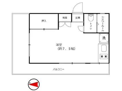 EIWA神楽坂(ワンルーム/3階)の間取り写真