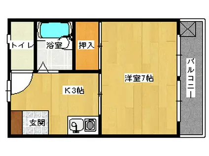 カーサ青崎II(1K/2階)の間取り写真