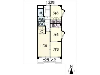 リニモ 藤が丘駅(愛知) 徒歩7分 3階建 築33年(3LDK/3階)の間取り写真
