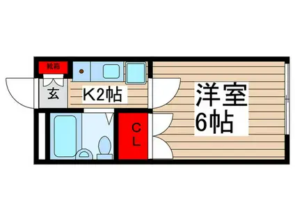 ビューシティ津田沼(1K/2階)の間取り写真