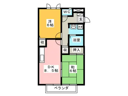 サンガーデンみちづか(2DK/1階)の間取り写真