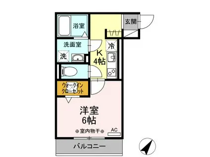 ジュネス東静岡(1K/1階)の間取り写真