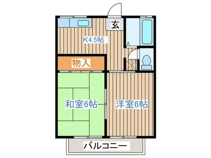 コーポアンデルセンI(2K/2階)の間取り写真