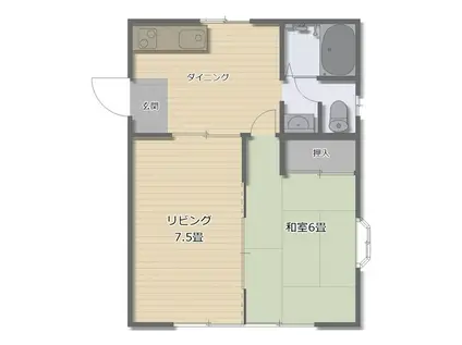 エクセレンス富田(2DK/1階)の間取り写真