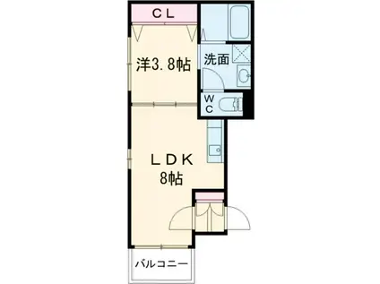 HERSHEY(1LDK/1階)の間取り写真