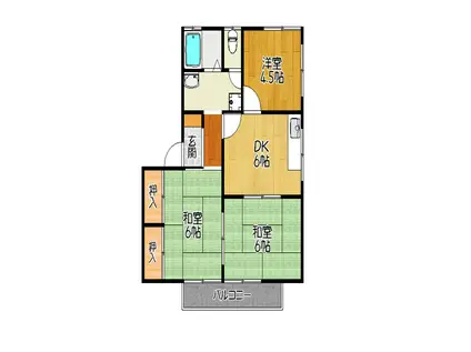 ファミールハイツ B棟(3DK/2階)の間取り写真