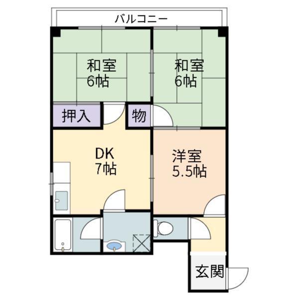 寿ハイツ(3DK/1階)の間取り写真
