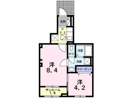 ピオーネ トレ(2K/1階)の間取り写真