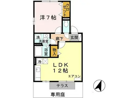 リプルス浜の宮II B棟(1LDK/1階)の間取り写真