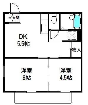 ルミエール今橋(2DK/2階)の間取り写真