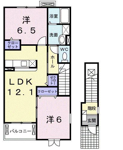エレヴァ―トピアD(2LDK/2階)の間取り写真