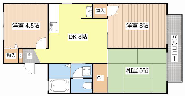 ブールバールN(3DK/2階)の間取り写真