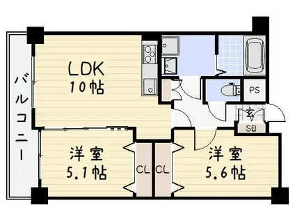 J-スクエア(2LDK/4階)の間取り写真