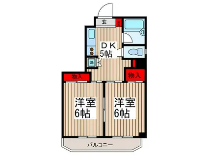 グランデュール西小岩(2DK/4階)の間取り写真