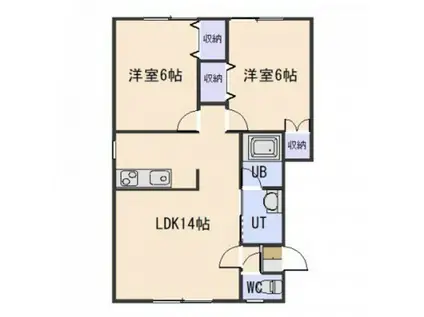 ラ・メゾン・エクレールI(2LDK/1階)の間取り写真