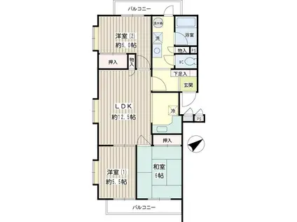 グリーンハイツけやき(3LDK/2階)の間取り写真