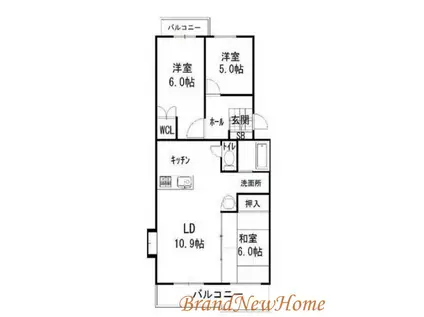 サニーコート鳳南(3LDK/3階)の間取り写真