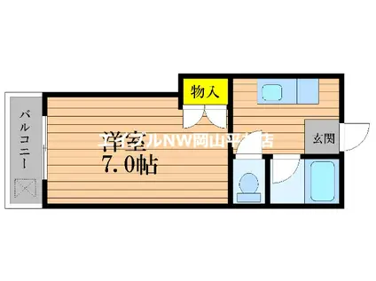 岸本コーポB(1K/2階)の間取り写真
