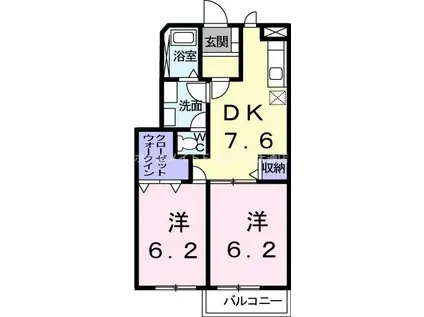ファミールHAKUHOU B(2DK/1階)の間取り写真