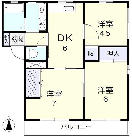 ヴィラメリー(3DK/1階)の間取り写真