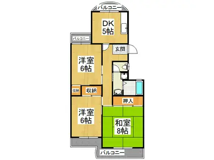 新檜尾台団地29号棟(3DK/2階)の間取り写真