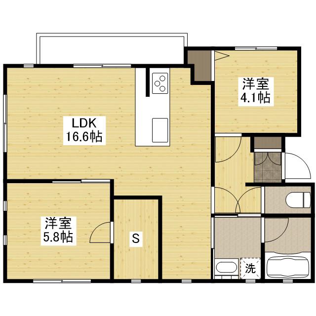 エーリッシュ新涯(2SLDK/1階)の間取り写真