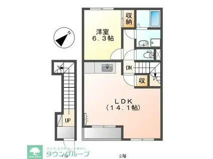 グリーンキャッスルV(1LDK/2階)の間取り写真