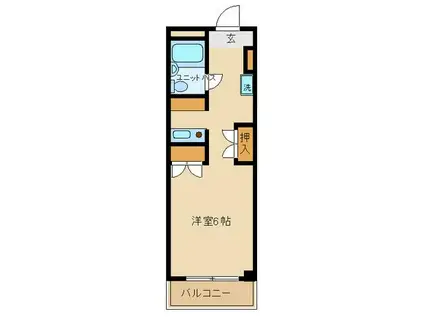 シーザーレジデンス東府中(ワンルーム/6階)の間取り写真