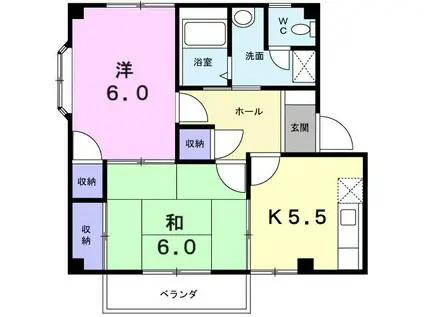 コーポフォレスト(2K/2階)の間取り写真