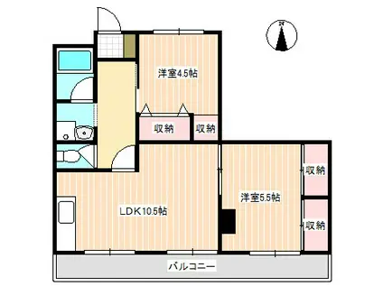 第一金家ビル(2LDK/5階)の間取り写真