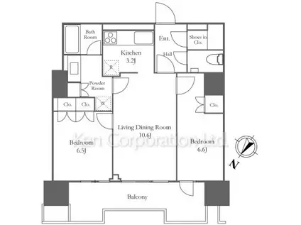 HARUMI FLAG PORT VILLAGE(2LDK/16階)の間取り写真