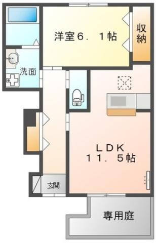 CADEL南昭和(1LDK/1階)の間取り写真