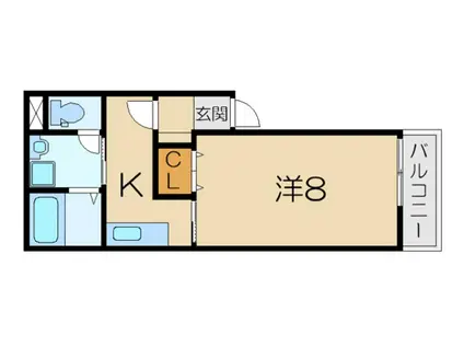 宝積弐番館(1K/1階)の間取り写真