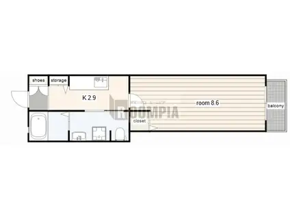 アクシス徹明(1K/2階)の間取り写真