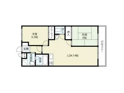 コーポ八幡面影II(2LDK/3階)の間取り写真