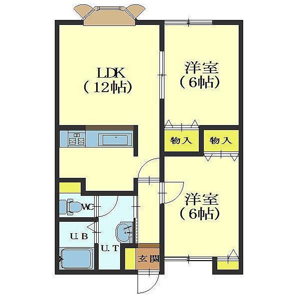 マンションTAKA(2LDK/2階)の間取り写真